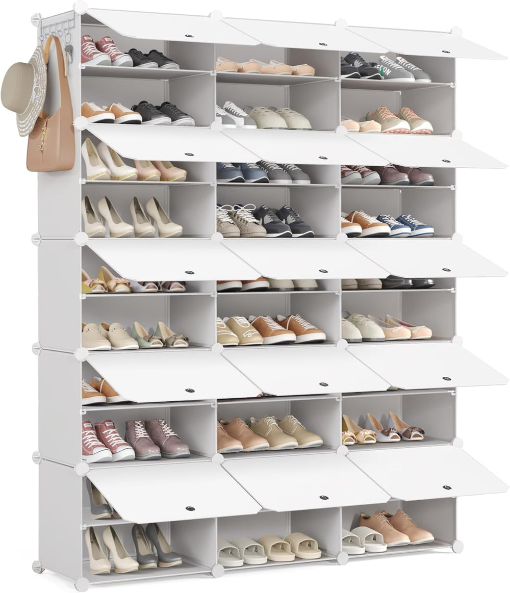 Mondeer Shoe Rack, 3 x 10 Tiered Plastic Shoe Cabinet, 60 Pairs of Shoes