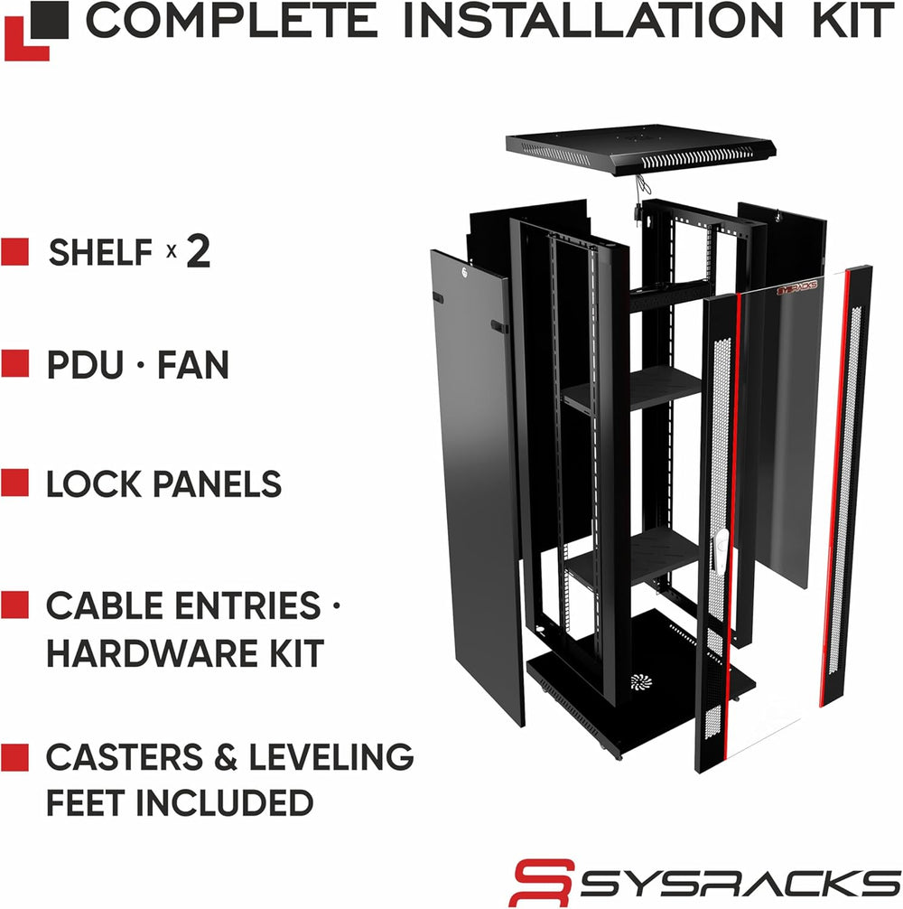 18U Wall Mount Server Rack Cabinet 24” Deep, 19” Network & AV Enclosure f...
