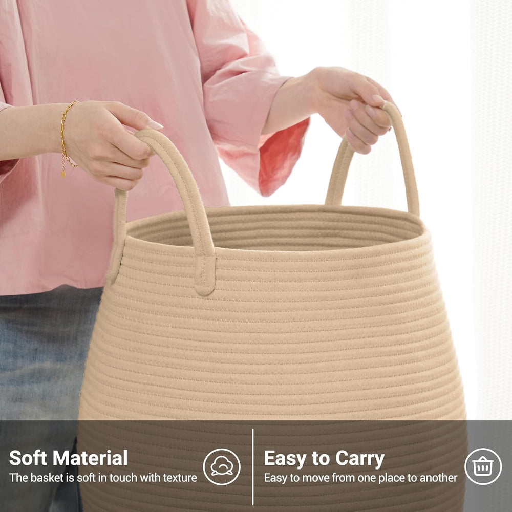 Extra Large Laundry Hamper Basket 105L Woven Blanket Basket, Jute Brown