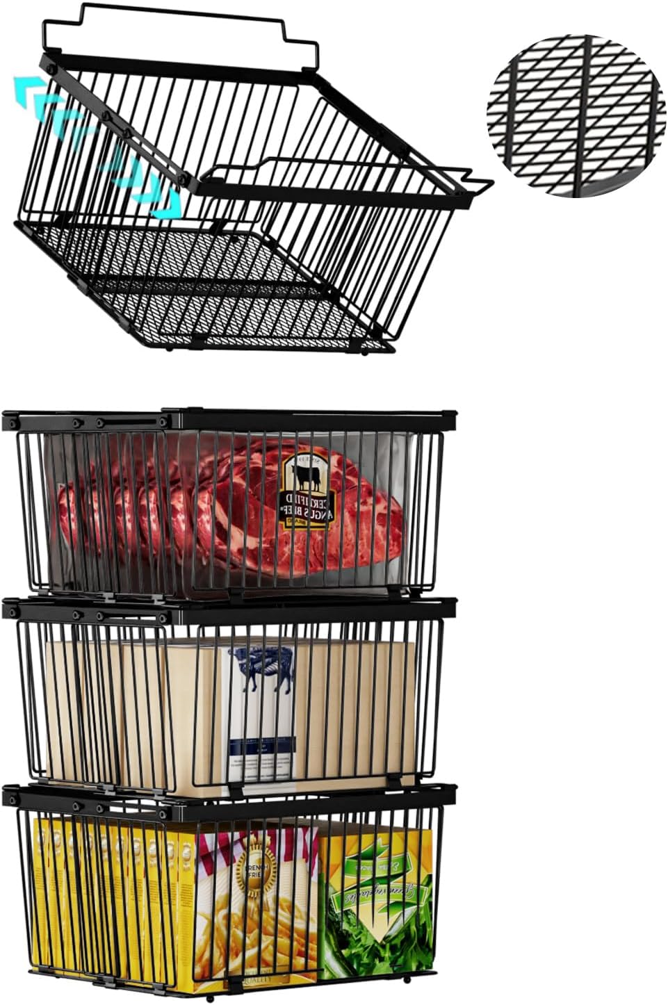Large Freezer Organizer Bins for 5 to 9 Cu.Ft,Leak-Proof Bottom,4Pack