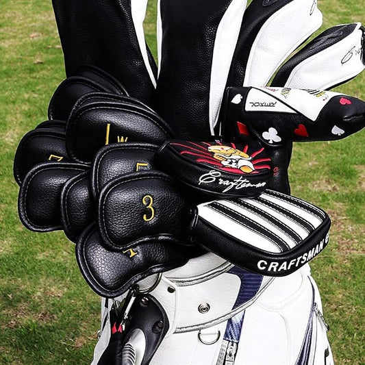 CRAFTSMAN GOLF 12pcs or 1pc Thick Synthetic Leather Golf Iron Head Covers Set - Image 2