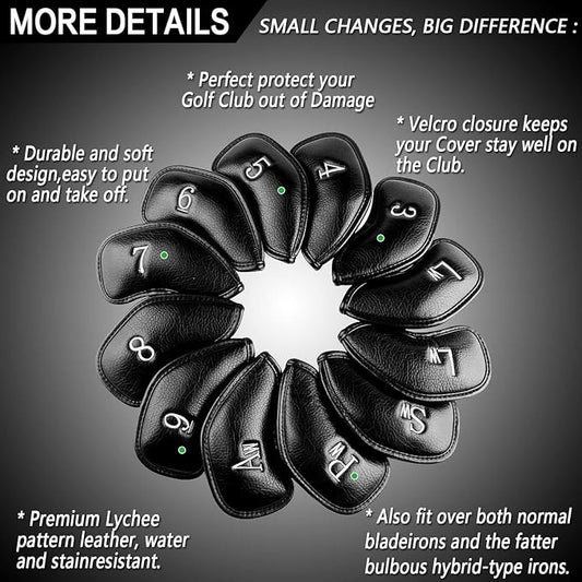FINGER TEN Premium Synthetic Leather Stylish Iron & Wedge Golf Head Covers - Image 2