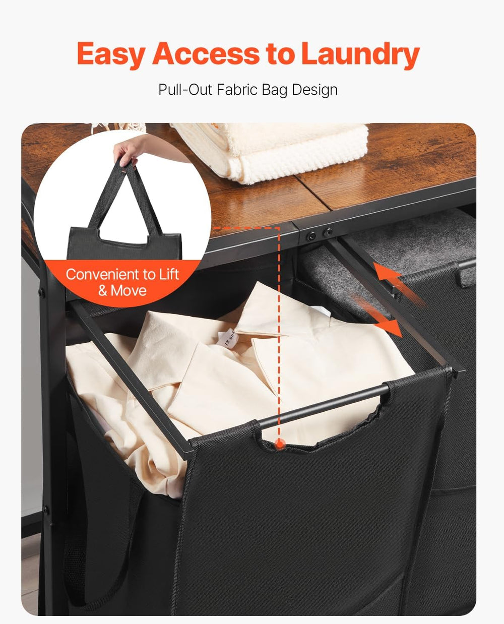 VEVOR 2 Section Laundry Sorter, Large Laundry Hamper with Metal Frame and Woo...