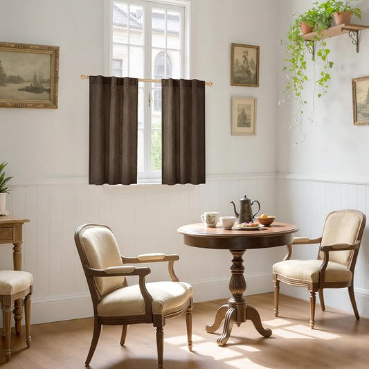 YoungsTex Brown Linen Curtains 40 Inch Length - Image 2