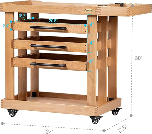 MEEDEN Art Supplies Storage Cart: 5-Tier Solid Beech Wood Utility Rolling Cart - Image 2