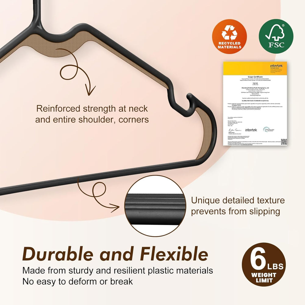 HOUSE DAY Black Plastic Hangers 100 Pack, Slim Clothes Hangers for Closet