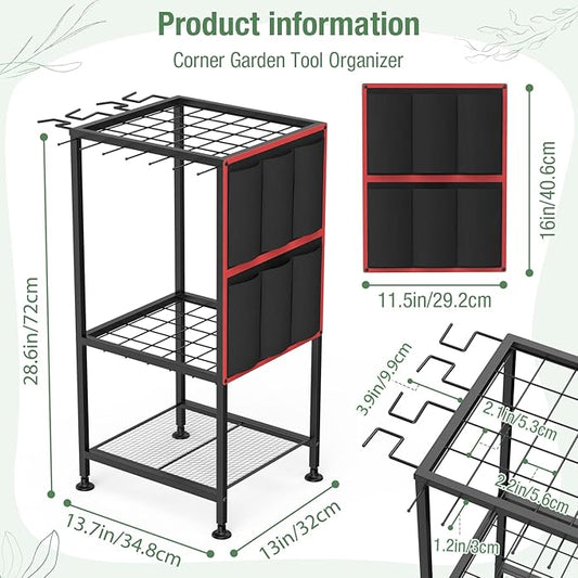 Garden Tool Organizer, Metal Yard Tool Organizer, Holds 50 Long-Handled - Image 2