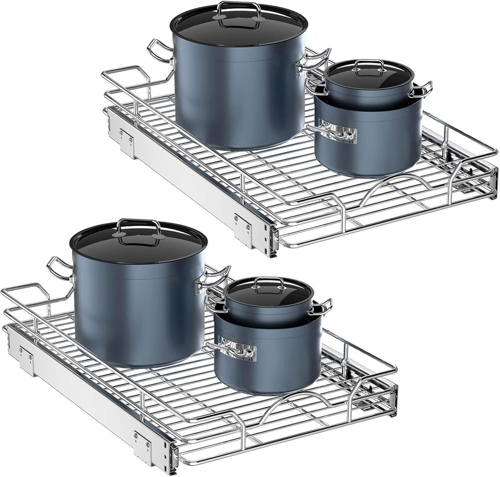 OCG Pull Out Cabinet Organizer 2 Pack (12" W x 21" D), Pull out She...