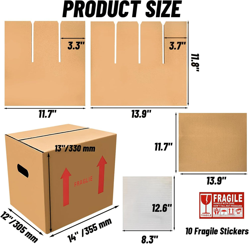 6-Pack 12-Bottle Wine Boxes for Moving 14"x12"x13" Wine Shippi...