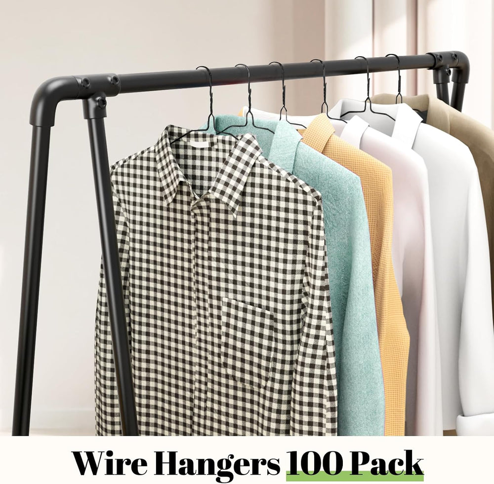 Wire Metal Clothes Hangers Bulk 100 Pack, Slim Space Saving Black