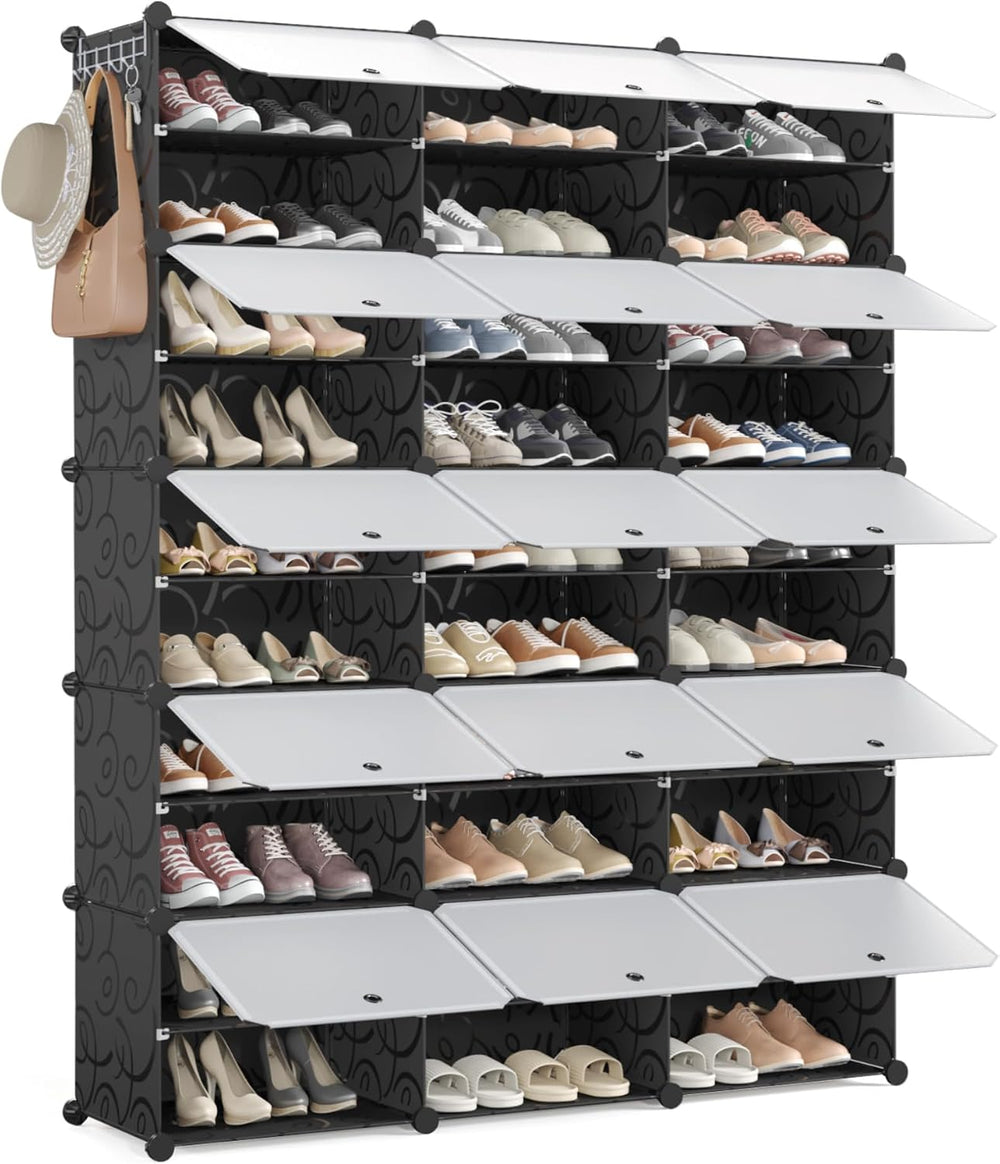 Mondeer Shoe Rack, Plastic Shoe Cabinet, 10 Levels, Shoe Rack Organiser Holds...