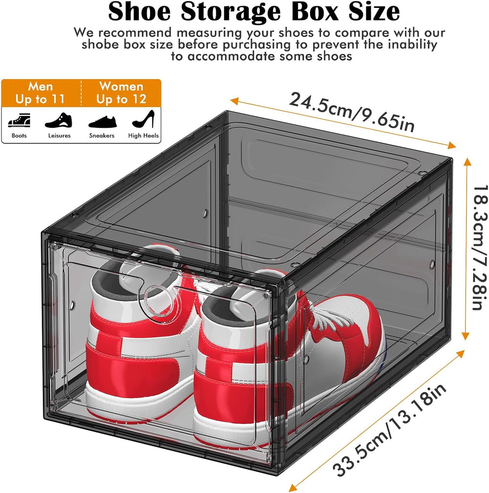 ARSTPEOE 12-Pack Shoe Storage Boxes Clear Magnetic Stackable