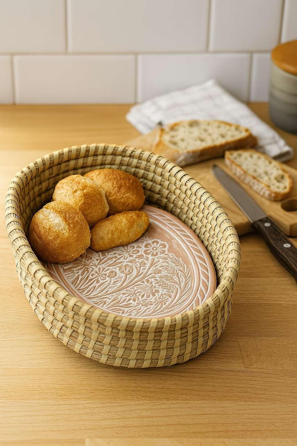 Bread Basket with Terracotta Warmer, Bread Basket for Serving, Sized 12.5&quo...