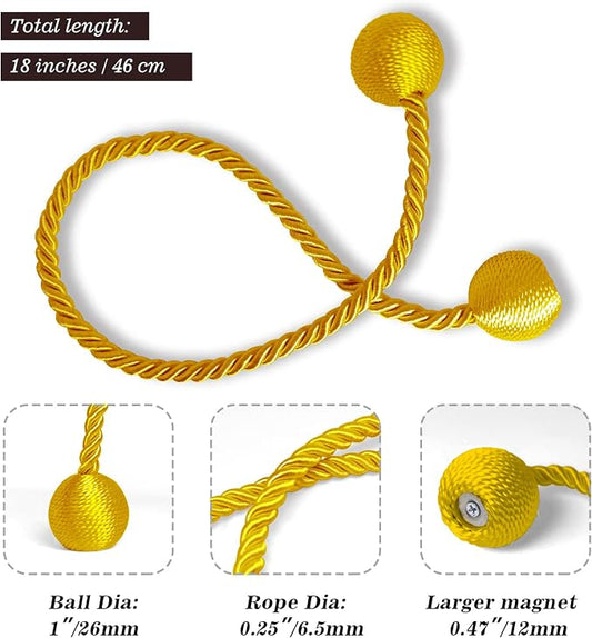 Hion Magnetic Curtain Tiebacks Golden 4 Pack, Curtain Tiebacks Buckles - Image 2