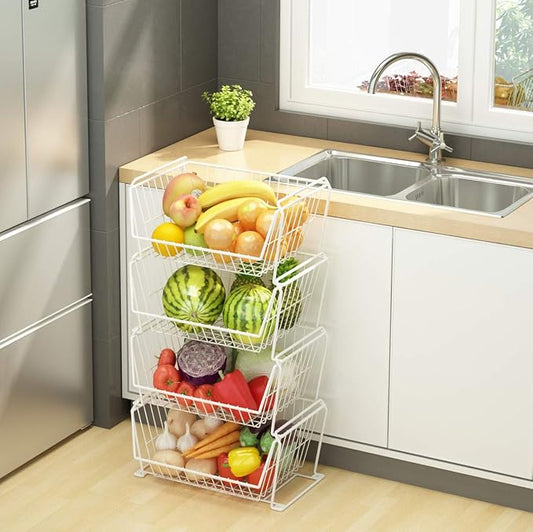 PUSDON Stackable Metal Storage Carts, Dual Use Shelf - Image 2