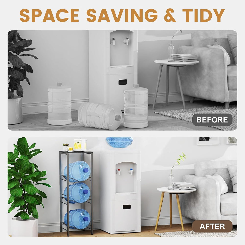 Housolution 3-tier 5 Gallon Water Jug Holder with Storage Shelve