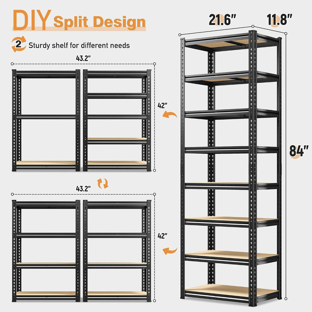 DurayLoly 8 Tier Storage Shelves,3200 LBS Shelving Unit for Tight Corners