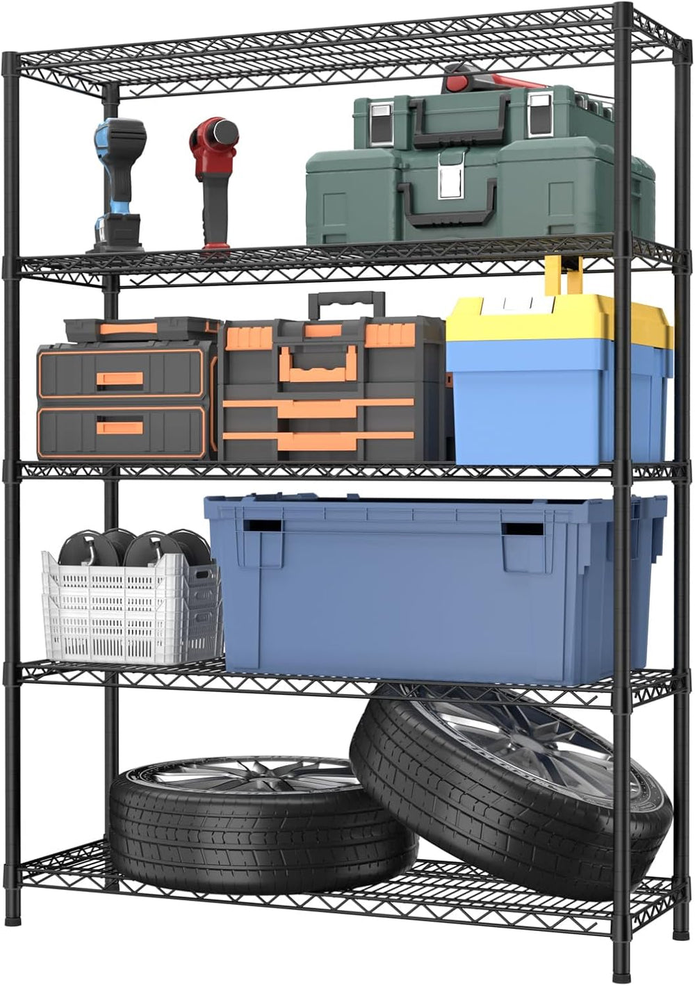 Golpart 5Tier Adjustable Storage Shelves Metal Wire Shelving Standing Shelf