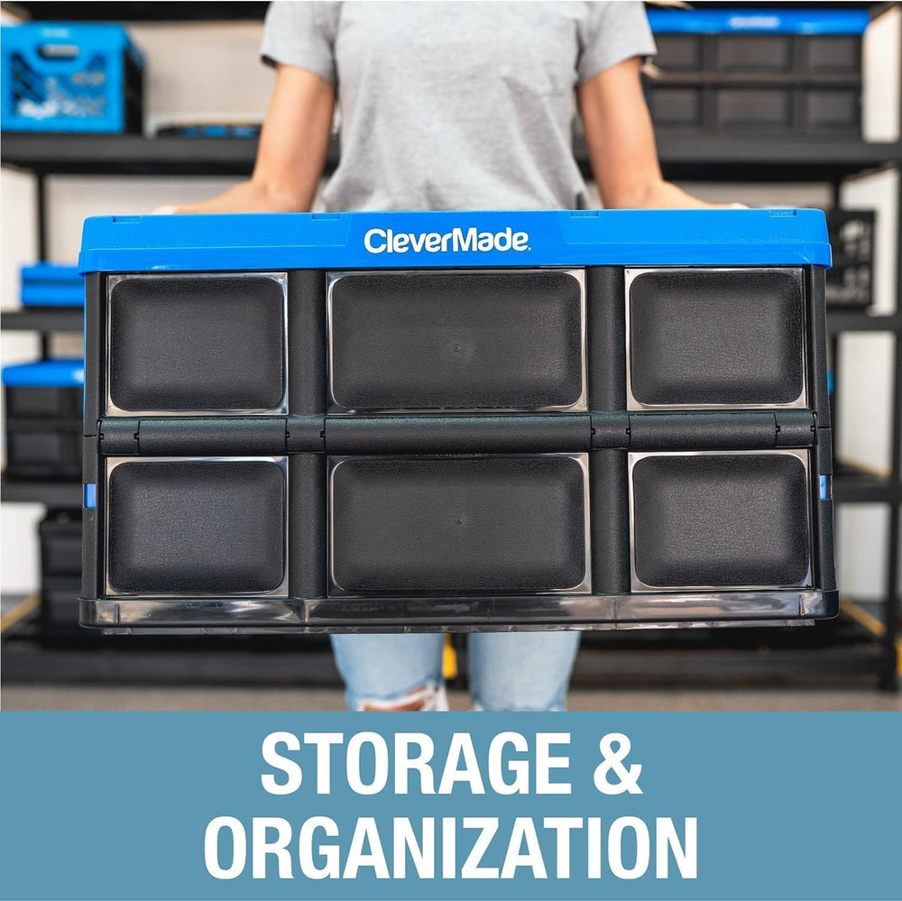 CleverMade Collapsible Storage Bins, 32L 3 Pack, 66 lb Stackable, Stone