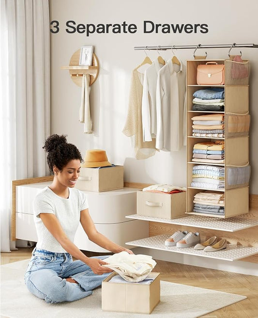 Pipishell Hanging Closet Organizer 6-Shelf, Hanging Shelves - Image 2