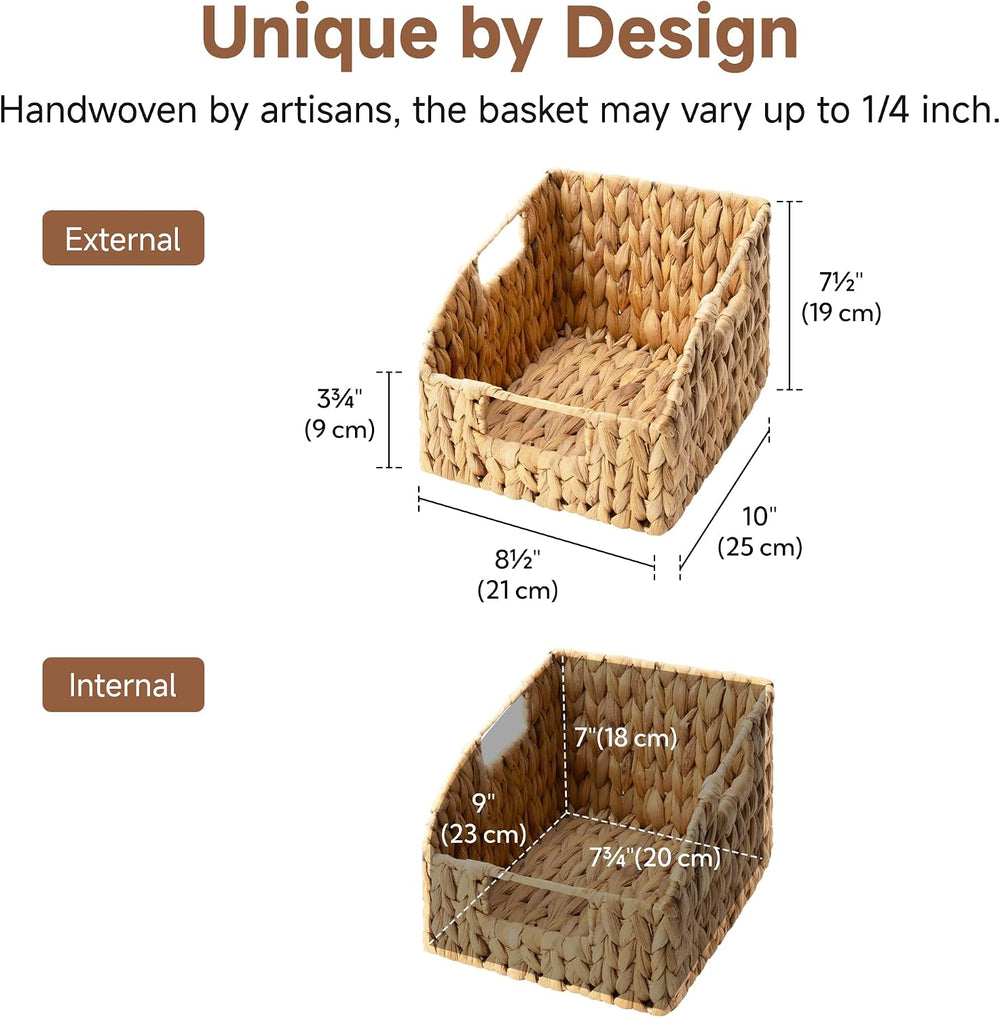 StorageWorks Pantry Baskets for Organizing, Wicker Basket with Built-in Handl...