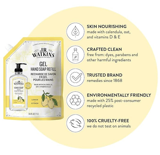 J.R. Watkins Gel Hand Soap Refill Pouch, Scented Liquid Hand Wash - Image 2