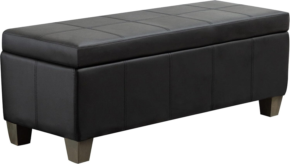 Black Faux Leather Ottoman