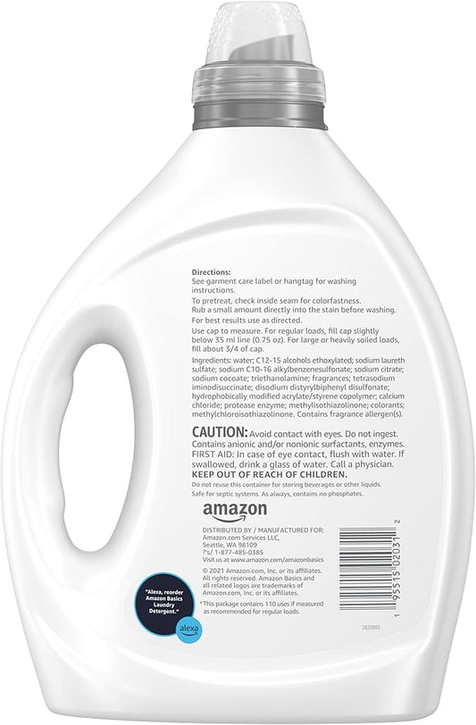 Amazon Basics Laundry Detergent Liquid, Concentrated, Clean Linen, 110 Loads - Image 2