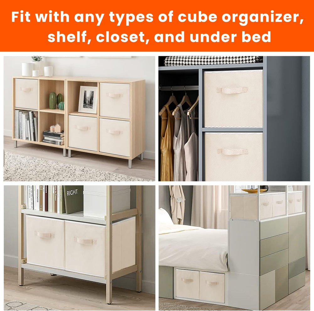 8 Pack 11 inch Fabric Storage Cubes with 3 Pack Sock Underwear Drawer Organiz...