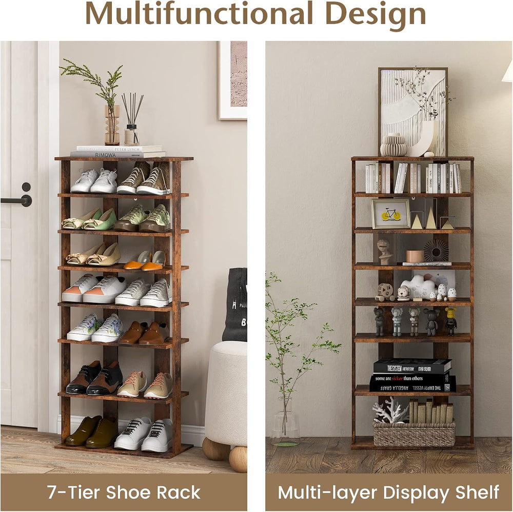 Tangkula 8-Tier Vertical Shoe Rack, Space-Saving Corner Shoe Organizer for 14...