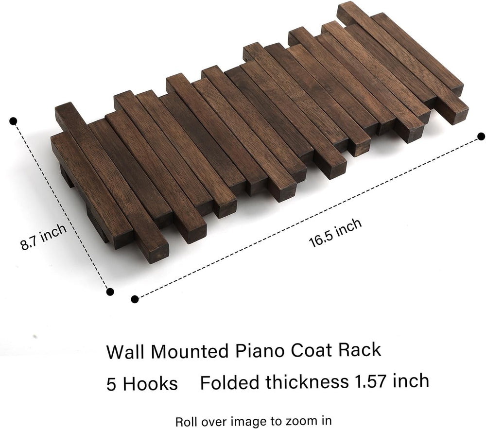 Wall Mounted Piano Coat Rack| Coat Rack Wall Mount| Flip Down Hook Rack 5 Hoo...