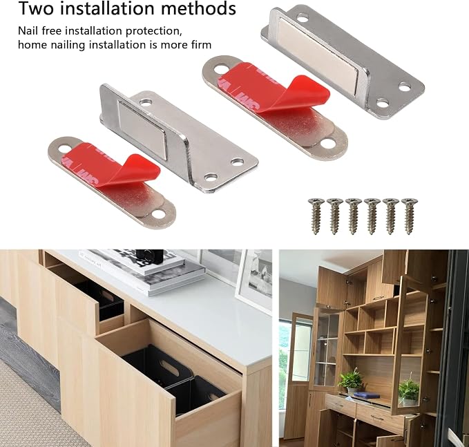 Mousike Double Magnetic Door Catch,60lb Stainless Steel Cabinet Door Magnets - Image 5