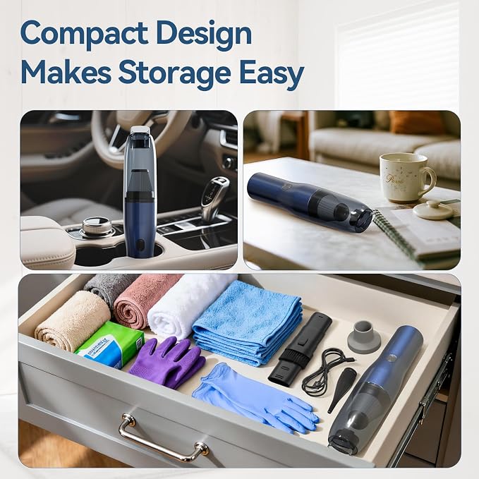 H2 Handheld Vacuum Car Vacuum, Mini Cordless Vacuum Cleaner - Image 9