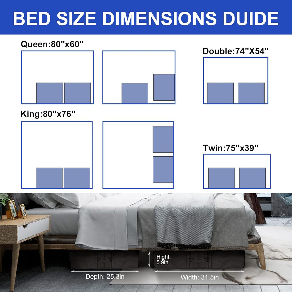 Surblue Under Bed Shoe Organizer Storage Bag with Transparent Skylight and Zi...