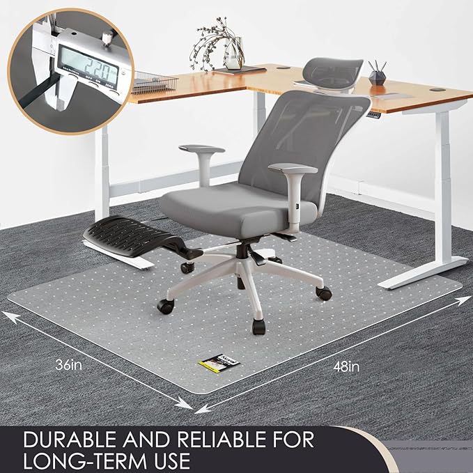 Kuyal Office Chair Mat for Carpet, 36x48 Clear Heavy Duty Computer Chair Mat - Image 7