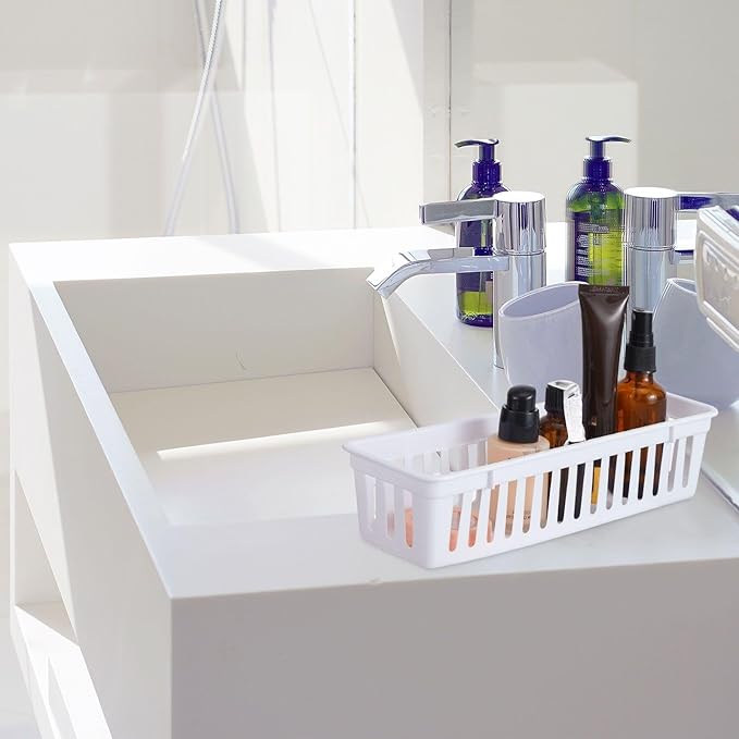 Domensi 24 Pcs Slim Plastic Storage Baskets Tray - Image 6