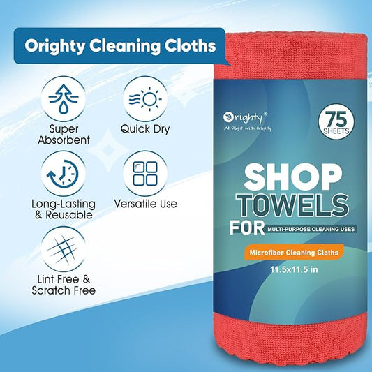 Orighty Microfiber Cleaning Cloths, 75 Sheets Shop Towels, Reusable Paper - Image 2