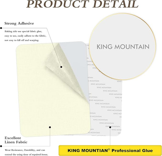 KING MOUNTAIN Fine Linen Fabric Patches, Self-Adhesive, 8x11 inch, - Image 2