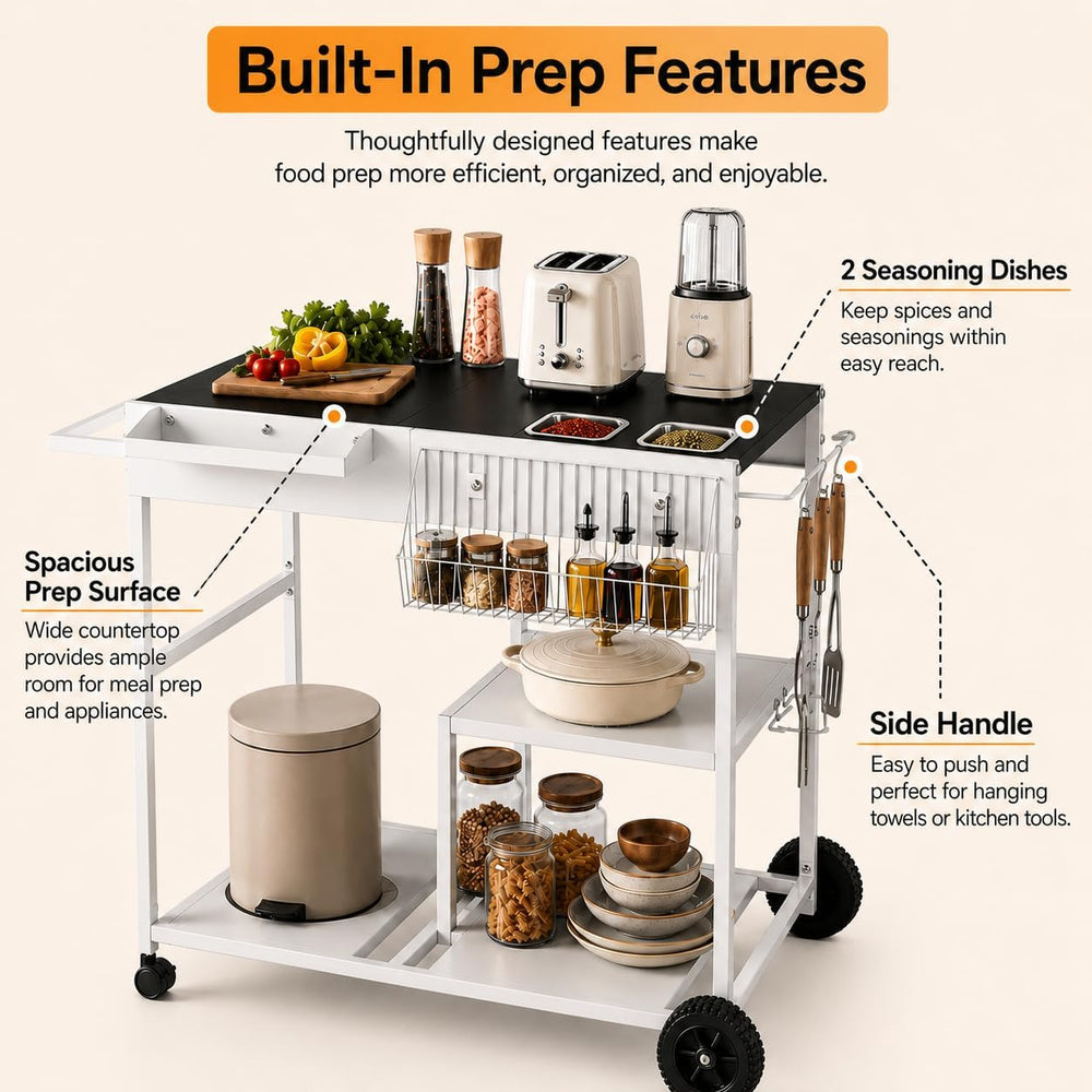 SUNLEI Rolling Cart Kitchen Storage Organizer with Spice Basket, Kitchen Isla...