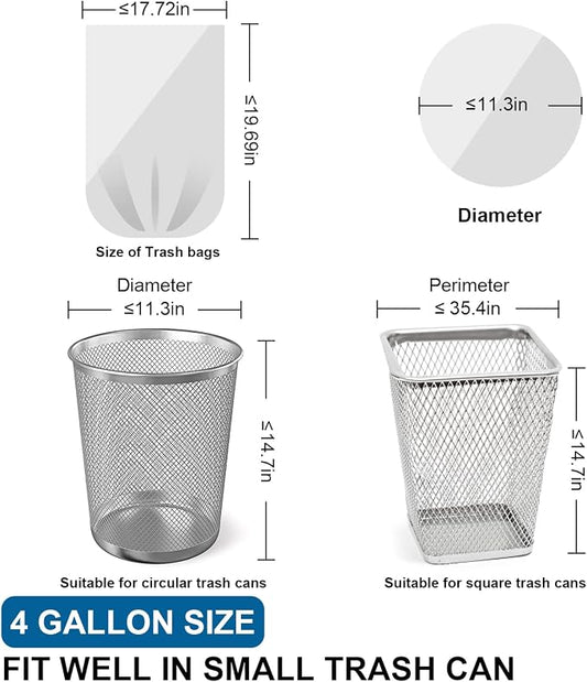Small Trash Bags 4 Gallon with Drawstring, 1.1 Mil 15 Liter White Thick - Image 2