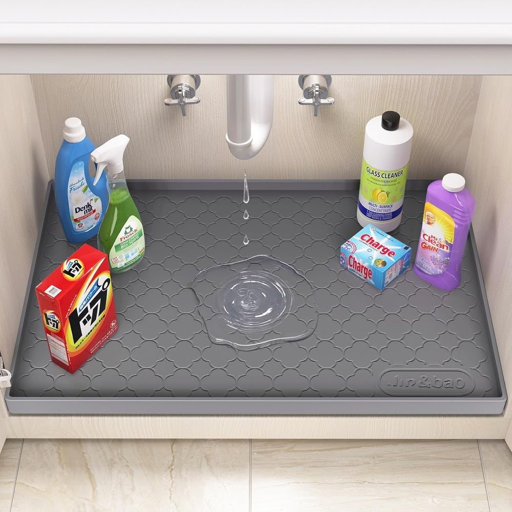 Jin&Bao Under Sink Mat 40" x 22" Waterproof Silicone Cabinet Ki...