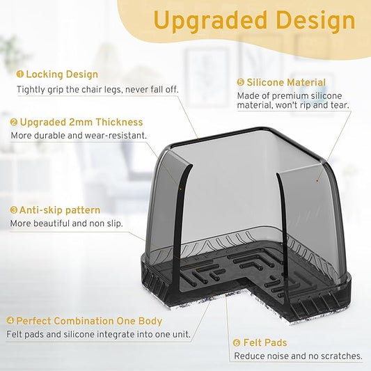 24PCS Square Chair Leg Floor Protectors, Furniture Sliders, Chair Leg Protectors - Image 2