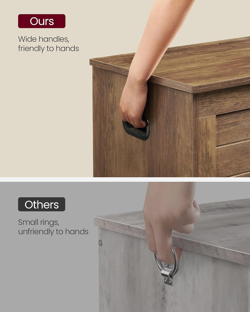 VASAGLE Storage Chest, 39.4 Inches Width Bench with 2 Safety Hinges