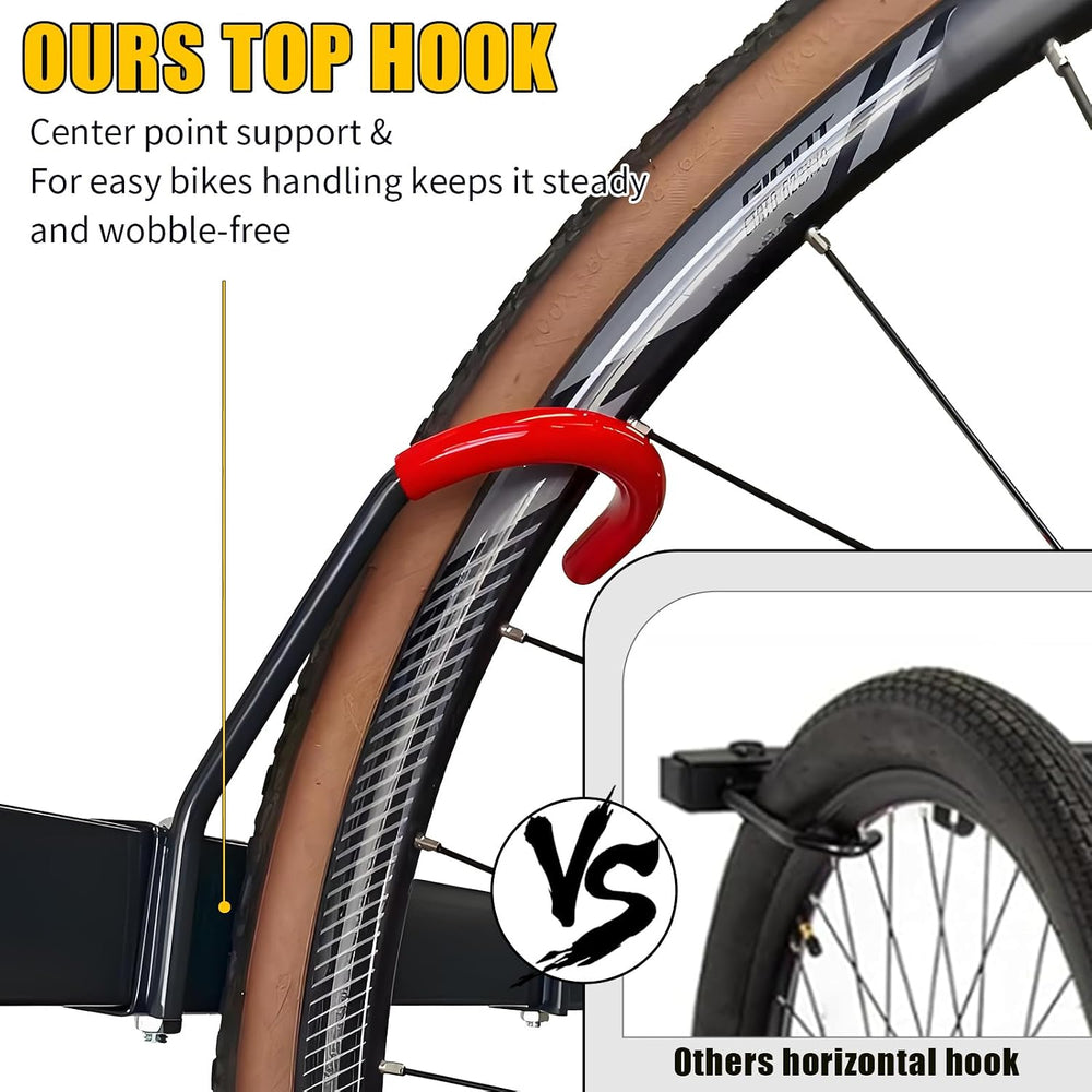 Freestanding 5 Bikes Stand w/Upgrade Hooks, 52" Heavy Duty Bike Rack