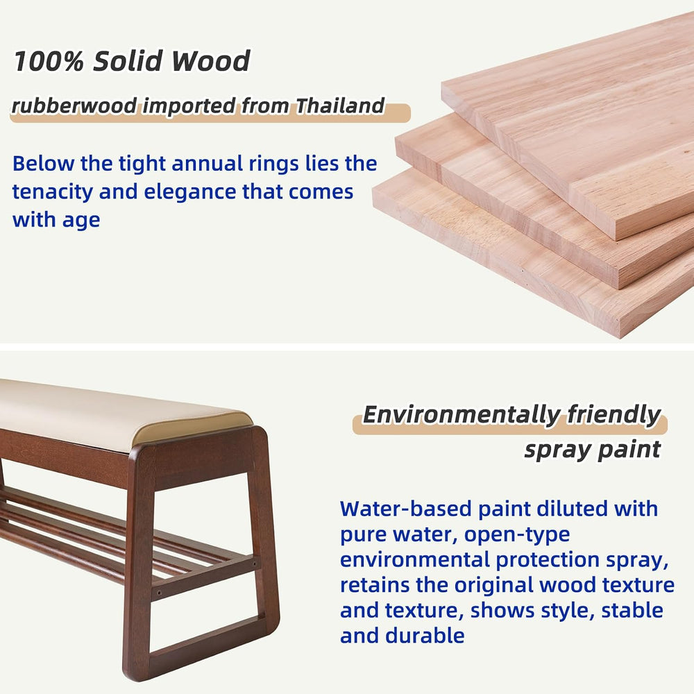 Aibiju Shoe Rack Bench with Cushion, 2 Tiers Wood Shoe Bench with Flip-Top St...