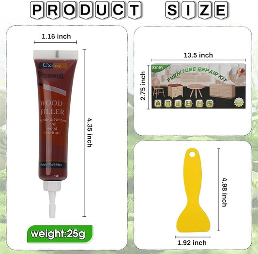 Wood Furniture Repair Kit, 24 Colors Wood Fillers, Scratch Repair Covers & - Image 2