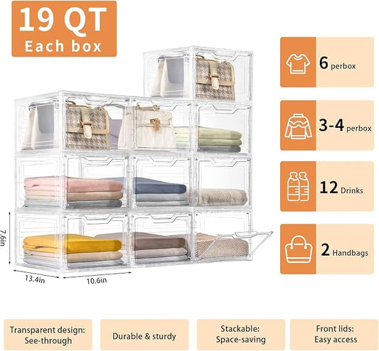 10 Pack Closet Organizers and Storage, Clothes Organizers and Storage, Plastic - Image 2