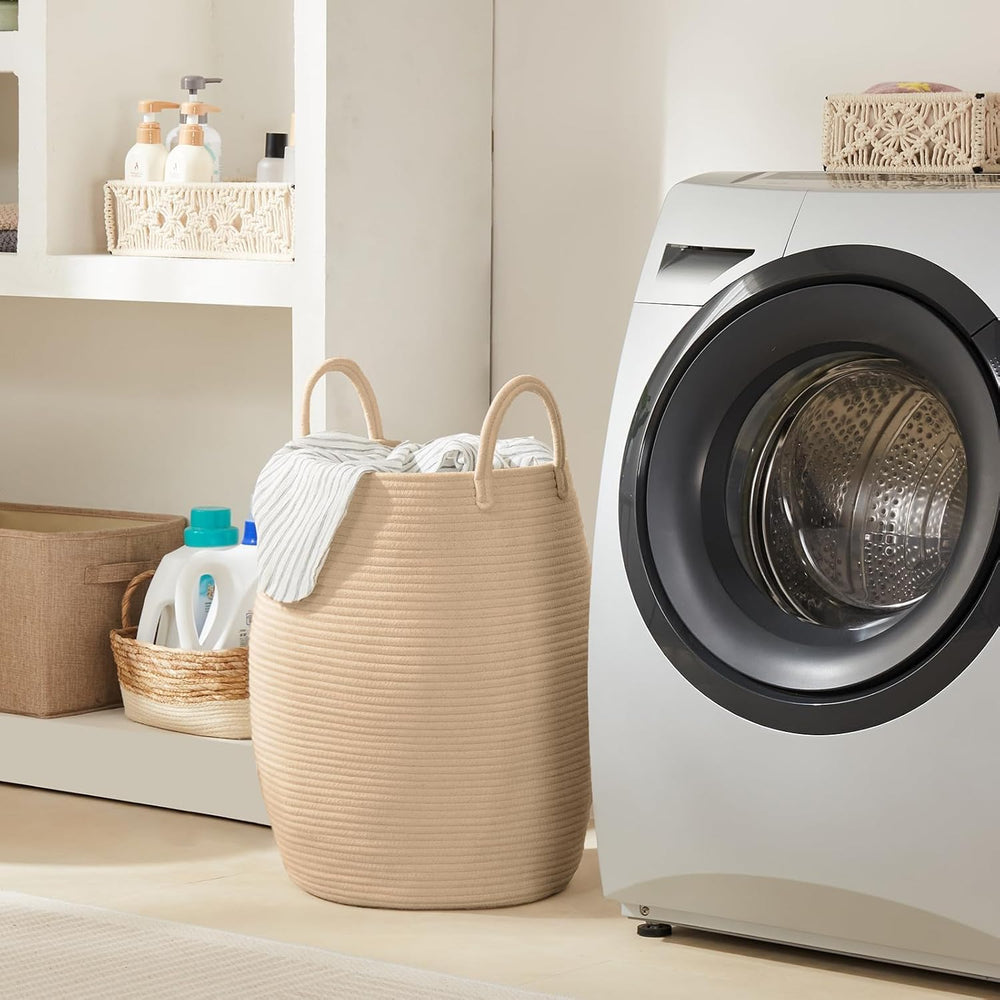Extra Large Laundry Hamper Basket 105L Woven Blanket Basket, Jute Brown