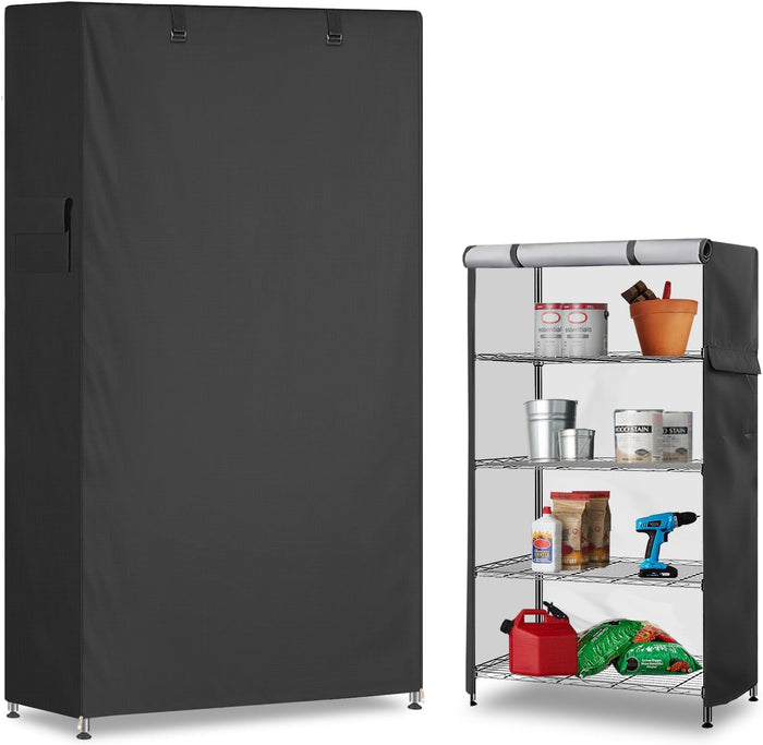 Storage Shelf Cover,Outdoor Heavy Duty 600D 48''W x 20''D x 72''H Dustproof Waterproof Shelf Covers for Wire Shelving,Storage Rack Cover with Zipper
