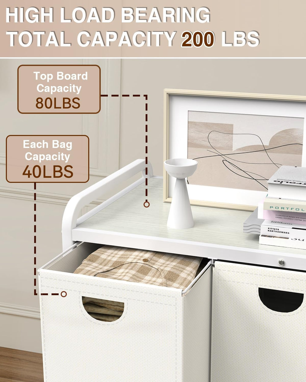 Laundry Hamper 3 Section,Laundry Basket with Wheels,3×15.8 Gal (60L) White